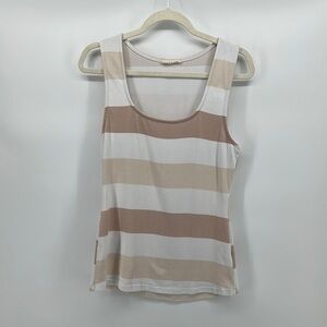Entro Soft Cream and Brown Fitted Sleeveless Tank Top Size Large